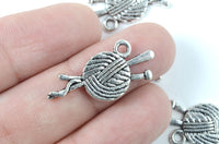 Yarn Charm, Knitting and Crochet Pendants, Silver Plated, 10 pieces (207S)