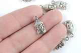 Silver Buddha Head Charms, 2 sided, 10 pieces (208S)