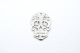 Sugar Skull Pendant, Silver Tone 30mm - 2 pieces (243)