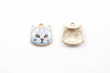 Cat Charms, Gold Plated, Enamel Cat Pendants - 4 pieces (245)