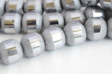 Silver Electroplate Beads, Round Brushed Beads, 8mm - 20 beads (231B)