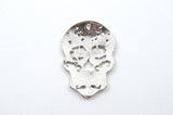 Sugar Skull Pendant, Silver Tone 30mm - 2 pieces (243)