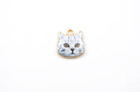 Cat Charms, Gold Plated, Enamel Cat Pendants - 4 pieces (245)