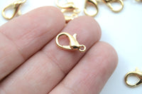 Light Gold Lobster Claw Clasps, 12mm Clasps, 20 pieces (FG034)