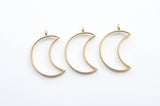 Gold Moon Charms, Open Back Bezels, Large Shiny Gold Pendants - 4 pieces (345)