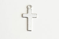 Simple Cross Charm, Smooth Plain Crucifix, Silver Rosary Findings - 10 pieces (325)