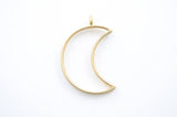 Gold Moon Charms, Open Back Bezels, Large Shiny Gold Pendants - 4 pieces (345)