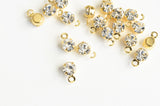 Tiny Rhinestone Charms, Gold Plated Solitaire Charms, Miniature Simple Charms - 10 pieces (340)