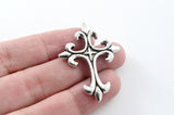 Cross Charm, Silver Cross Pendant, Fancy Crucifix, Rosary Findings - 4 pieces (358)