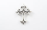 Cross Charm, Silver Cross Pendant, Fancy Crucifix, Rosary Findings - 4 pieces (358)