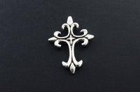 Cross Charm, Silver Cross Pendant, Fancy Crucifix, Rosary Findings - 4 pieces (358)