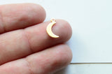 Tiny Gold Moon Charm, Gold Charm Pendant, 12mm - 6 pieces (413)