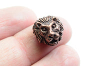 Copper Lion Head Charm, Metal Spacer Beads - 2 pieces (412)