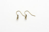 Bronze Earring Hooks, Fishhook Ear Wires, Antique Brass Earring Findings, Nickel Free - 50 pieces (25 pair)