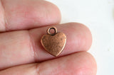 Copper Heart Charms, Smooth Heart Charm - 10 pieces (434)