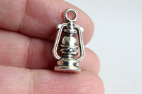 Lantern Charm Antique Silver Tone Double Sided 20mm x 10mm - 8 pieces (501)