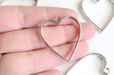Large Heart Pendant Open Back Bezel Resin Charms 34mm  - 4 pieces (517)