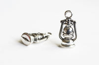 Lantern Charm Antique Silver Tone Double Sided 20mm x 10mm - 8 pieces (501)