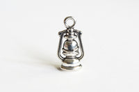 Lantern Charm Antique Silver Tone Double Sided 20mm x 10mm - 8 pieces (501)