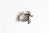 Sea Turtle Charm, Silver Toned Loggerhead 18mm - 10 pieces (564)