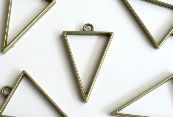 Triangle Open Bezel Charms, Bronze Finish, 40mm x 25mm - 4 pieces (577)