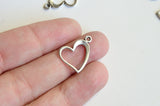 Open Heart Charms Antique Silver, 15mm x 13mm - 10 pieces (545)