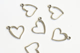 Open Heart Charms Antique Silver, 15mm x 13mm - 10 pieces (545)