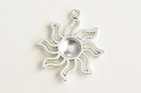 4 Sun Charms Antique Silver Tone, 31mm (588)