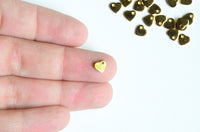 Tiny Heart Charms, Gold Toned Stainless Steel, 6 mm x 5 mm  - 10 pieces (SB019)