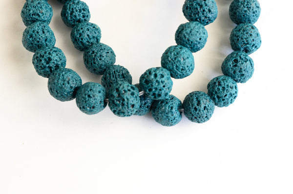 Lava Beads Dark Turquoise Round 8mm Full Strand Aromatherapy Perfume Diffuser Essential Oil - LU7