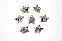 Butterfly Charms, Silver Tone, 15mm x 12mm - 10 pieces (697)