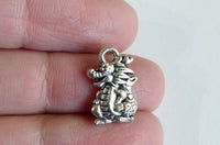 Dragon Charms, Antique Silver plated, 15mm - 10 pieces (706)