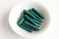 Dark Green Stick Beads, Dyed Howlite, 30mm - 14 pieces (B005C)
