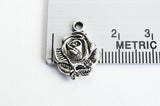 Rose Charms, Antique Silver Tone, 19mm x 15mm - 10 pieces (804)