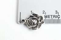 Rose Charms, Antique Silver Tone, 19mm x 15mm - 10 pieces (804)