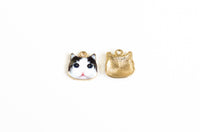 Cat Charms, Picture Face, Gold Toned - 4 pieces (823)