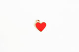 Red Heart Charm, Enamel Gold Tone 13mm x 11mm - 5 pieces (856)