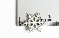 White Snowflake Charm, Antique Silver Tone, 25mm x 19mm  pieces (885)