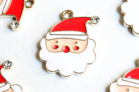 Santa Charms, Rhinestone Accent, Gold Toned, 21mm x 17mm, 4 pieces (888)