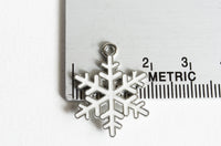 White Snowflake Charm, Antique Silver Tone, 25mm x 19mm  pieces (885)