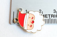 Santa Charms, Rhinestone Accent, Gold Toned, 21mm x 17mm, 4 pieces (888)