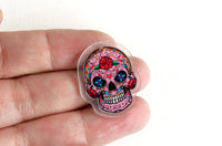 Pink Sugar Skull Charms, Acrylic, 25mm x 21mm - 5 pieces (949)