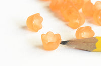 Orange Tulip Bead Caps, Acrylic Lucite, 7mm x 9mm - 50 pieces (BT10)