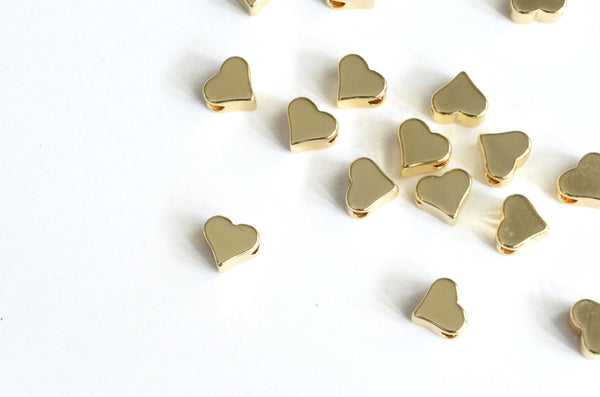 Tiny Gold Heart Beads, Gold Plated, 6mm - 10 pieces (567) – Paper