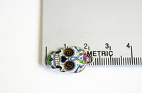 Skull Charm, Colorful Sugar Skull Pendant, 22mm x 13mm - 4 pieces (970)