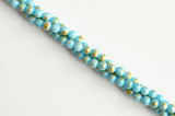 Turquoise Jade Beads, Gold Accents Mashan Dyed Jade, 4mm - Full Strand (1019)