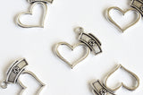 Heart Charms With Nurse Cap, Tibetan Silver Tone, Medical Love Pendants, 21 x 23mm - 10 pieces (1028)