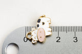 Cow Charms, White Black Enamel, Gold Toned Alloy Metal, 16mm x 20mm - 5 pieces (1062)