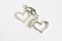 Heart Charms With Nurse Cap, Tibetan Silver Tone, Medical Love Pendants, 21 x 23mm - 10 pieces (1028)