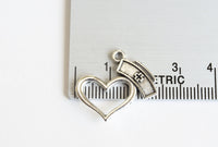 Heart Charms With Nurse Cap, Tibetan Silver Tone, Medical Love Pendants, 21 x 23mm - 10 pieces (1028)